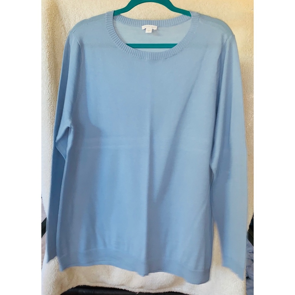 J. Jill Light Blue Merino Wool Pullover Sweater